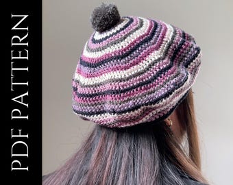 PDF File for Crochet Pattern (English), Belinda Beret, Pictures and Full Video Tutorial, Crochet Beret, Crochet Tam