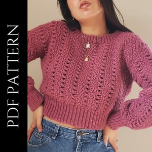 PDF File for Crochet Pattern (English), Katia Sweater, Pictures Included, Crochet Sweater Pattern, Crochet Jumper Pattern