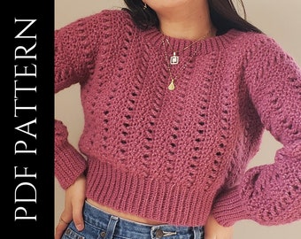 PDF File for Crochet Pattern (English), Katia Sweater, Pictures Included, Crochet Sweater Pattern, Crochet Jumper Pattern