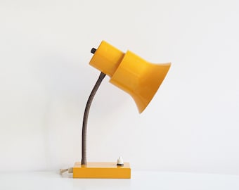 Table lamp * yellow metal * brass gooseneck * 70s * very good vintage condition