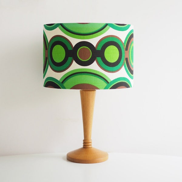 Table lamp * wooden base * vintage fabric * 70s * very good vintage condition