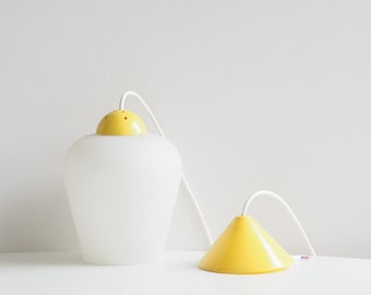 Pendant lamp * Phillips * Dutch design * opaline * white and yellow * 50s * very good vintage condition