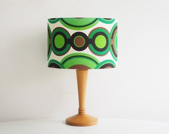 Table lamp * wooden base * vintage fabric * 70s * very good vintage condition