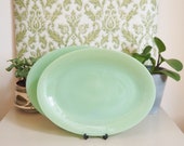 Fire King Jadeite big serving plates Jane Ray Mid century Good vintage condition