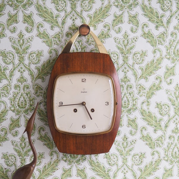 RARE * Junghans * wall clock * pallisander wood and brass * 1960 * mid century * perfect vintage condition