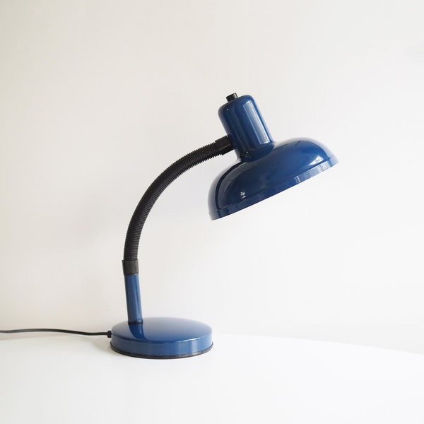 Veneta Lumi * table lamp * blue metal * gooseneck * 70s * very good vintage condition