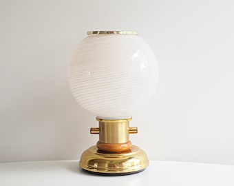 Table lamp * brass and opaline * Belgium design * 80s * very good vintage condition