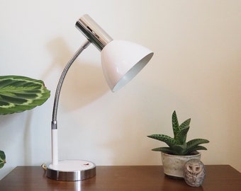 Targetti Sankey * desk lamp * white * metal and chrome * mid century * good vintage condition