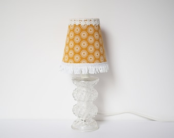 Swedish * table lamp * crystal foot * vintage fabric lampshade * 50s * very good vintage condition
