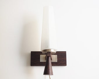 Swedish wall lamp * rosewood and opaline glass * mid century * very good vintage condition