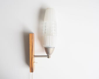 Swedish wall lamp * wood, metal and opaline glass * mid century * very good vintage condition
