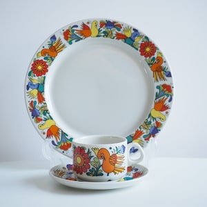 Set of 3 * Villeroy and Boch * Septfontaines * Acapulco * Christine Reuter * plate, coffeecup and saucer * 1970 * good vintage condition