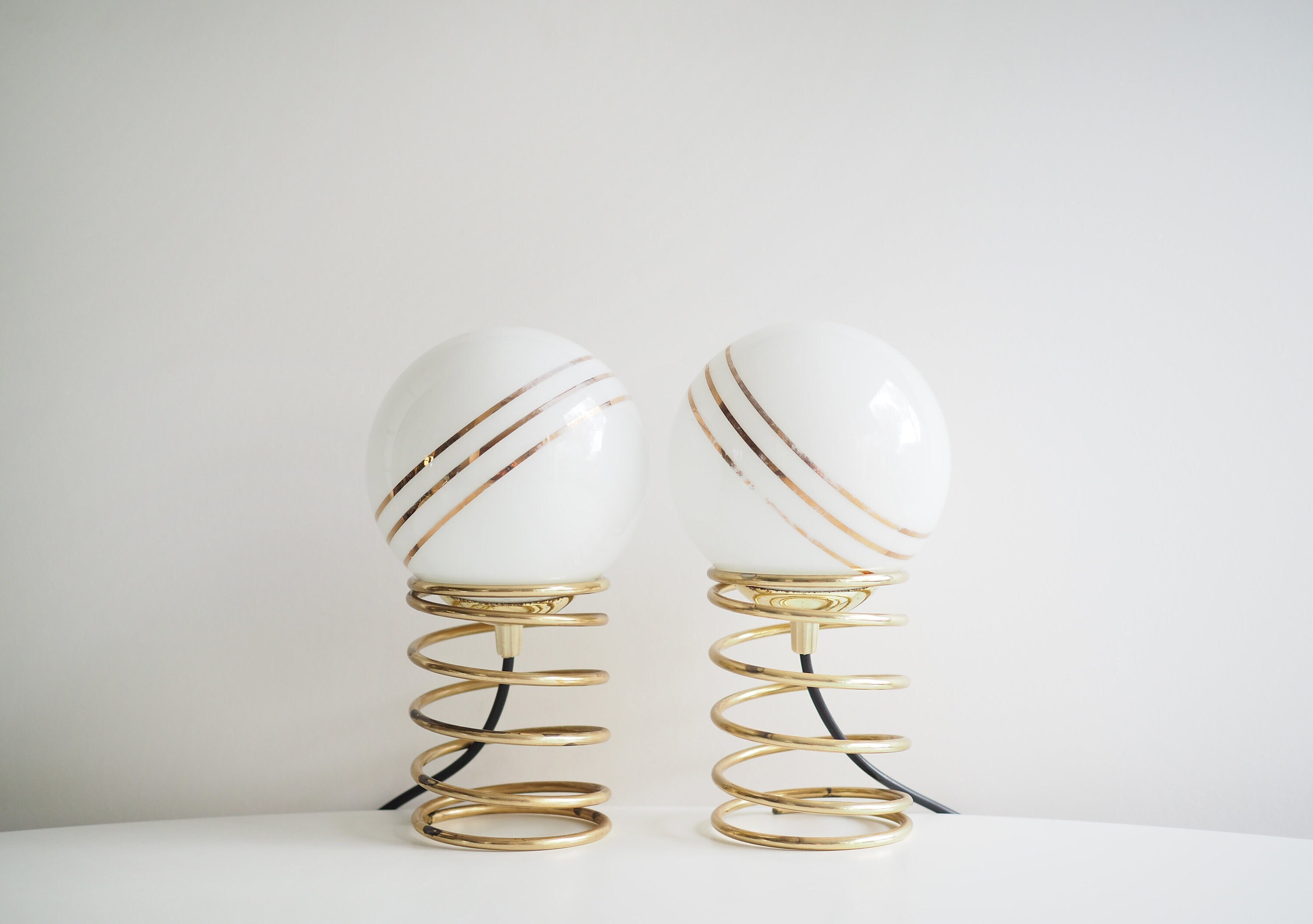 Set of 2 * spiral lamps * Elco lite * Space age * made in Germany * good vintage condition * 70s