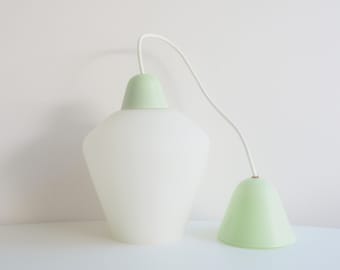 Hanging lamp* Phillips * Dutch design * opaline * white and mint green * 50s * very good vintage condition