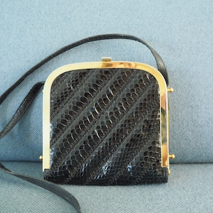 Shoulderbag * Charles Jourdan * snake leather and brass * French * very good vintage condition