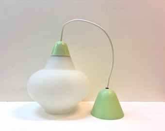 Hanging lamp* Phillips * Dutch design * opaline * white and mint green * 50s * very good vintage condition