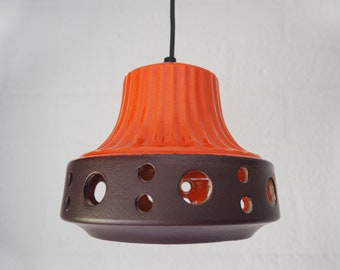 HERDA * hanging lamp * Dutch Design * ceramic * orange and brown * 70s * very good vintage condition