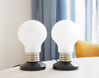 Set of 2 * bulb table lamps * glass and metal * Ikea * 90s * very good condition