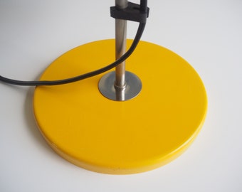 Lampe De Bureau Vintage Années 70, Verre Et Acier Jaune, Culot E14, Fonctionnelle
