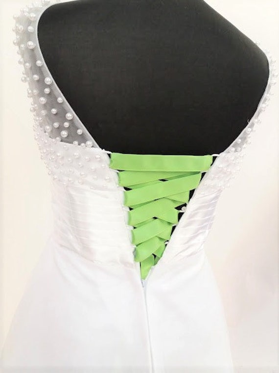 Laced Lime Green For Wedding Dress Satin Back Corset Etsy