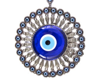 Glass Evil Eye Wall Hanging No:1489 | Zamak Decor | Good Luck | Protection | Nazar Boncuğu