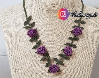 Needle Lace Rose Bud Necklace by Bahar Oya