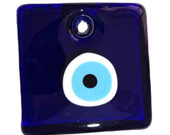 Glass Square Evil Eye Amulet | Good Luck | Protection | Nazar Boncuğu