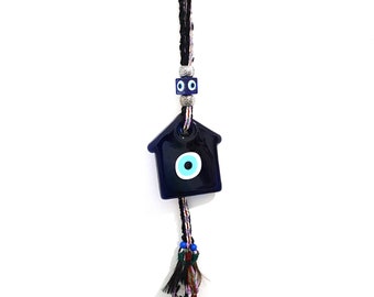Glass Evil Eye House Amulet Felt Wall Hangings No: 3304 | Good Luck | Protection | Nazar Boncuğu - Housewarming Gift - Christmas Gift