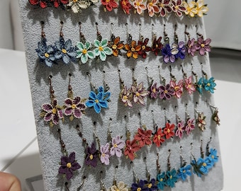 Wholesale Needle Lace Flower Earrings (20 pcs) | Crochet Earrings | Macrame Earrings