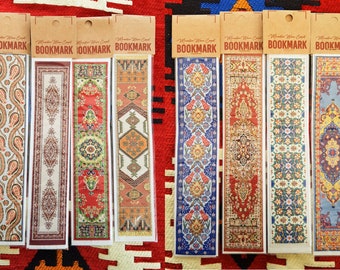 10 Pcs - Wholesale Authentic Turkish Carpet Design Miniature Woven Bookmark by Bahar Oya