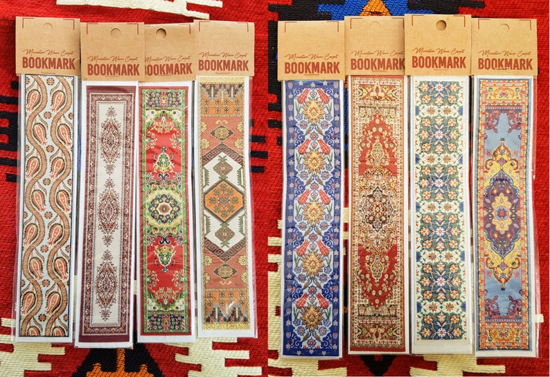 10 Pcs Wholesale Authentic Turkish Carpet Design Miniature Woven Bookmark by Bahar Oya image 1