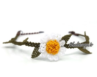 Needle Work Handmade Turkish Crochet Oya Daisy Bracelet by Bahar Oya