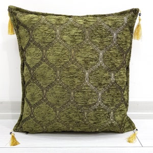 Traditional Turkish Decorative Cushion Covers / Decorative Pillow Covers 18 x 18 45x45 cm With Tassel Peacock Design Throw Pillow Cover Green