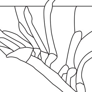 May include: Black and white line drawing of a stylized flower with a long stem and multiple petals. The drawing is framed by a square border. The text "Bygone Jewels Studio" is at the bottom of the image.