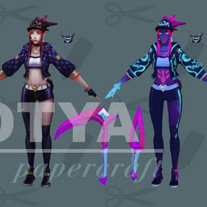 K/DA Akali weapons template + model for foam/paper cosplay