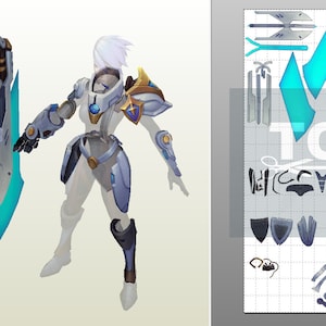 Pulsefire Riven (plus sword) cosplay template for foam/paper