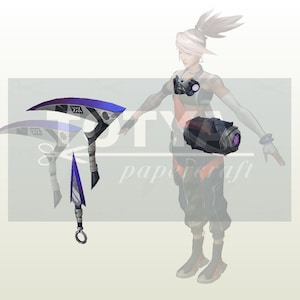 True Damage Akali weapons template + model for foam/paper cosplay