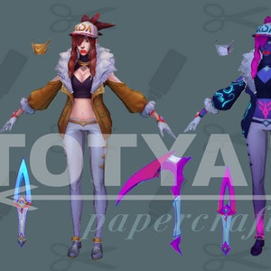 K/DA Akali Prestige ed. weapons template + model for foam/paper cosplay