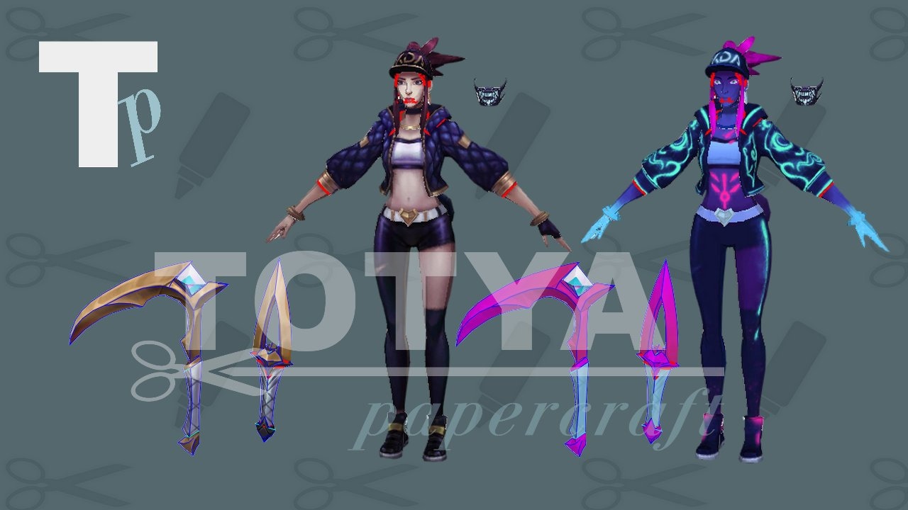 K/DA Akali weapons template + model for foam/paper cosplay