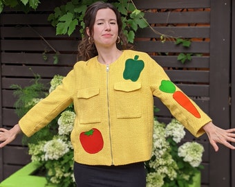 | De Blazer Veggie The Nanny a inspiré Blazer | | de carottes au poivron | Veste jaune à cycle ascendant