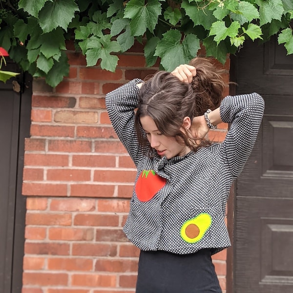 Veggie Blazer | The Nanny inspired Blazer | Tomato Avocado Carrot Blazer | Upcycled Grey jacket