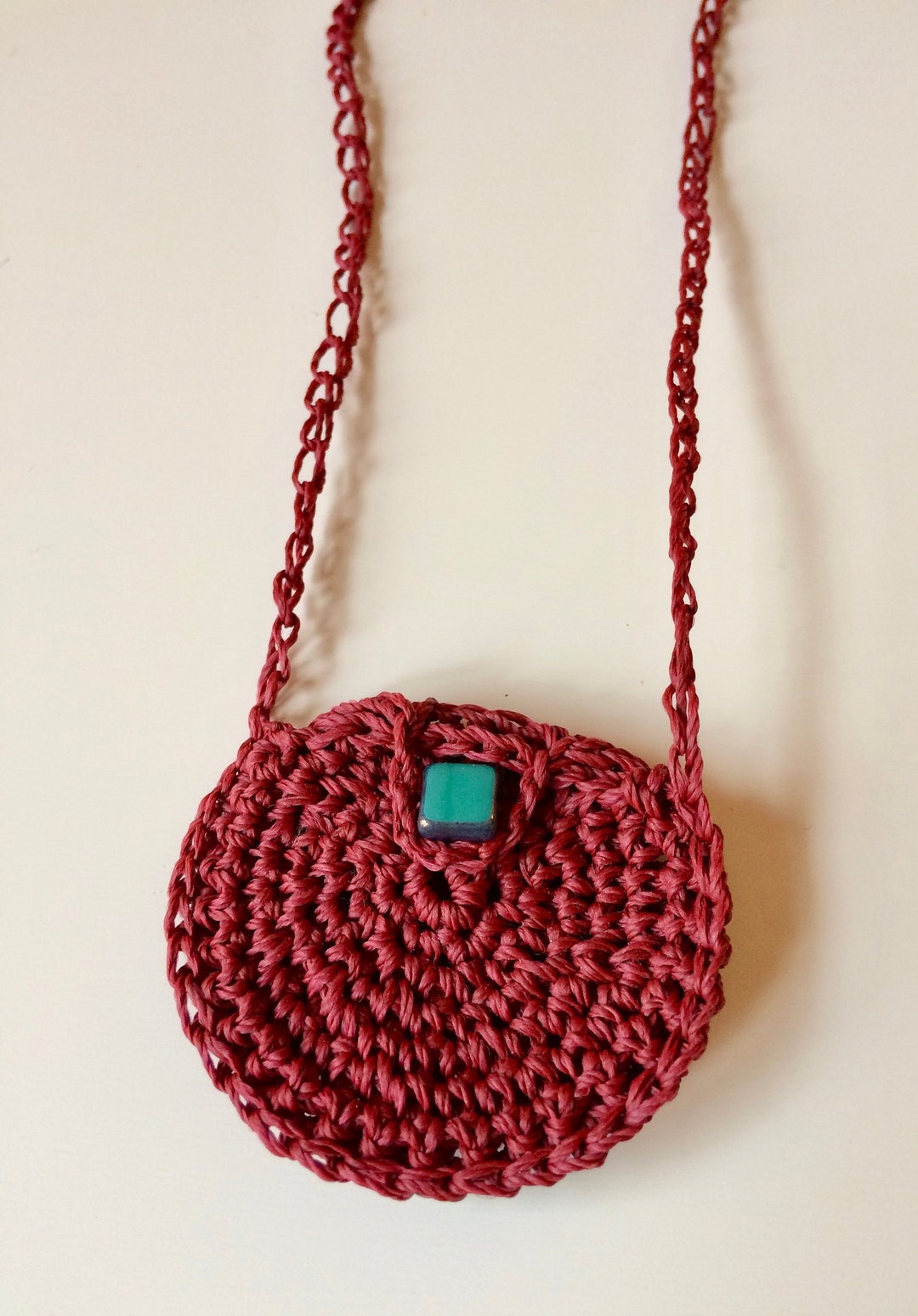 Crochet Pouch Necklace Cute Necklace Boho Necklace Treasure Pouch