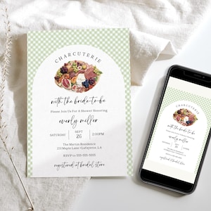 Charcuterie Bridal Shower Invite Template, Charcuterie with the Bride to Be Invite, Wine Cheese Party, Meat and Cheese Board Invite