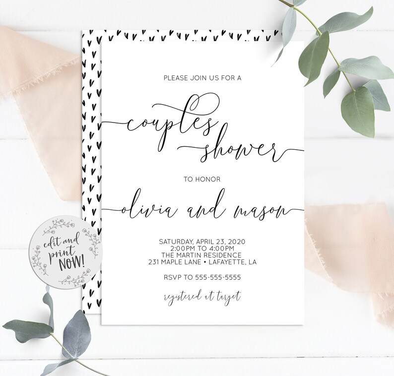 Couples Shower Invitation Template Printable Wedding Shower | Etsy