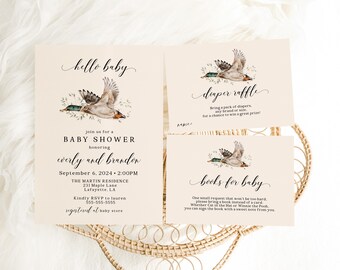 Special Delivery Duck Baby Shower Invitation, Mallard Duck Baby Shower Invite, Duck Hunting Invitation, Instant Download, Editable Template