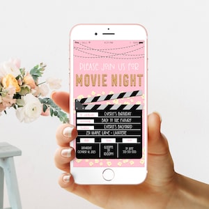 Text Message Movie Invitation, Movie Party, Movie Birthday, Text Message Evite, Girl Movie Invite, Movie Ticket, Movie Night • MCP205