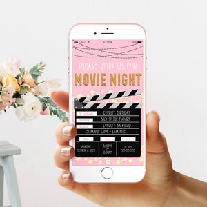 Text Message Movie Invitation, Movie Party, Movie Birthday, Text Message Evite, Girl Movie Invite, Movie Ticket, Movie Night • MCP205