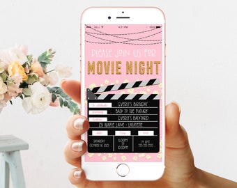 Text Message Movie Invitation, Movie Party, Movie Birthday, Text Message Evite, Girl Movie Invite, Movie Ticket, Movie Night • MCP205