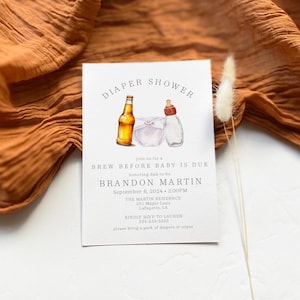 Printable Beer Diaper Party Invitation Template, Editable Brews and Bottles Diaper Party Evite, Baby Shower Invite for Dad