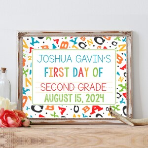 First Day of School Sign for Boys • Editable First Day of School Template • Instant Download School Sign